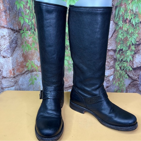 FRYE Black Leather Veronica Flex Harness Boots, 6.5B - Picture 6 of 16